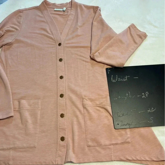 LOGO by Lori Goldstein Pink Cardigan | Women’s Size L | Long Sleeve Pockets ✨ - Picture 3 of 6